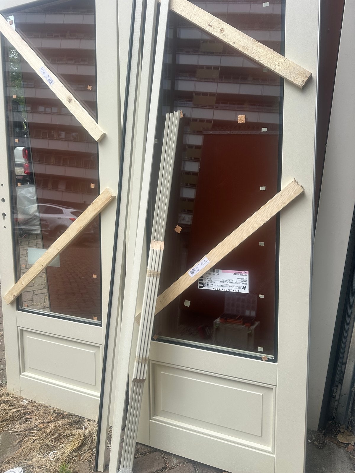 Nieuwe dubbele deuren met Glas en 3 puntsluiting - 730x2015, Doe-het-zelf en Verbouw, Ophalen, 80 tot 100 cm, Nieuw, 200 tot 215 cm