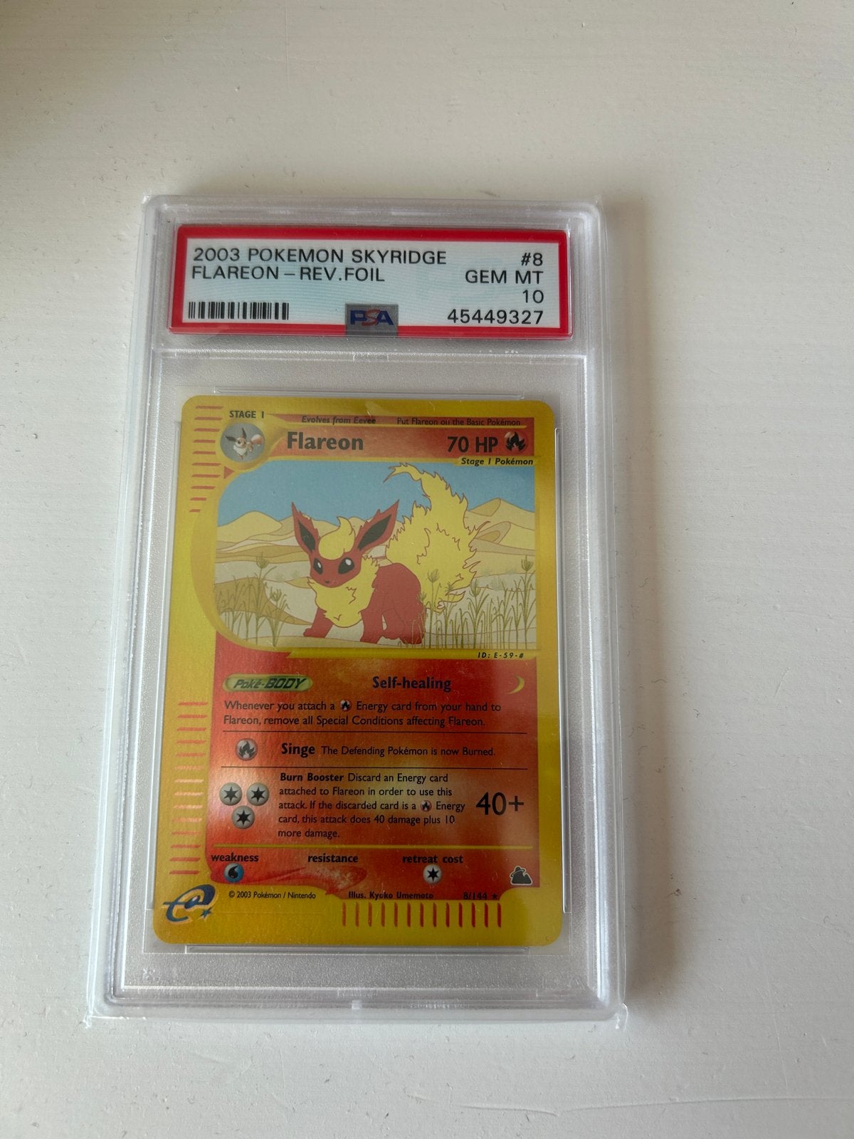 PSA 10 Reverse Flareon Skyridge - Pop 88!, Ophalen of Verzenden, Nieuw, Losse kaart, Foil
