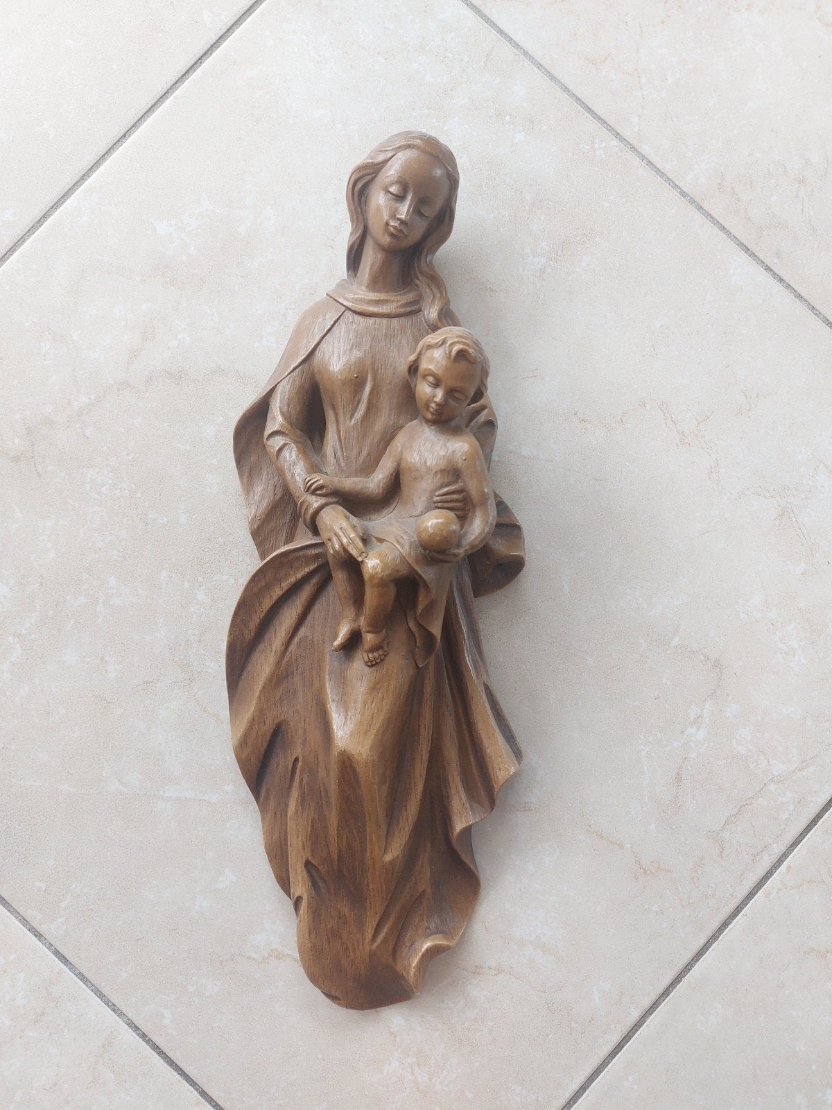 Gipsen beeld Maria met Jezus, 38 cm hoog, Verzenden