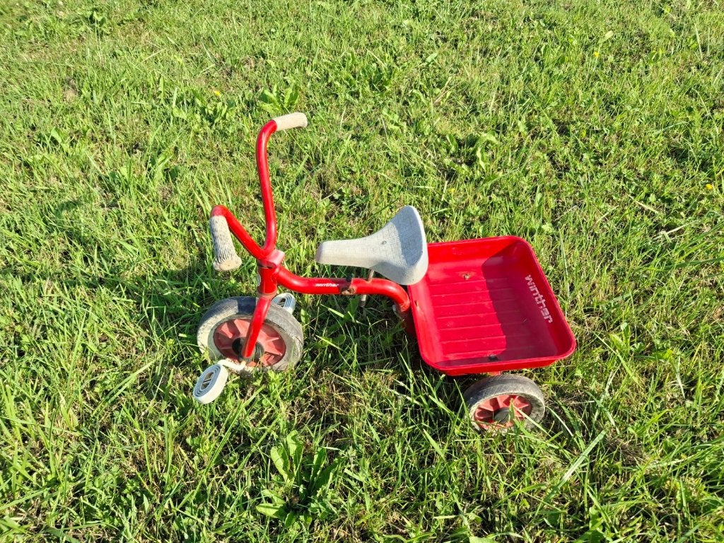 Rode driewieler met bakkie, fiets Winther retro vintage, Fietsen en Brommers, Ophalen of Verzenden, Gebruikt