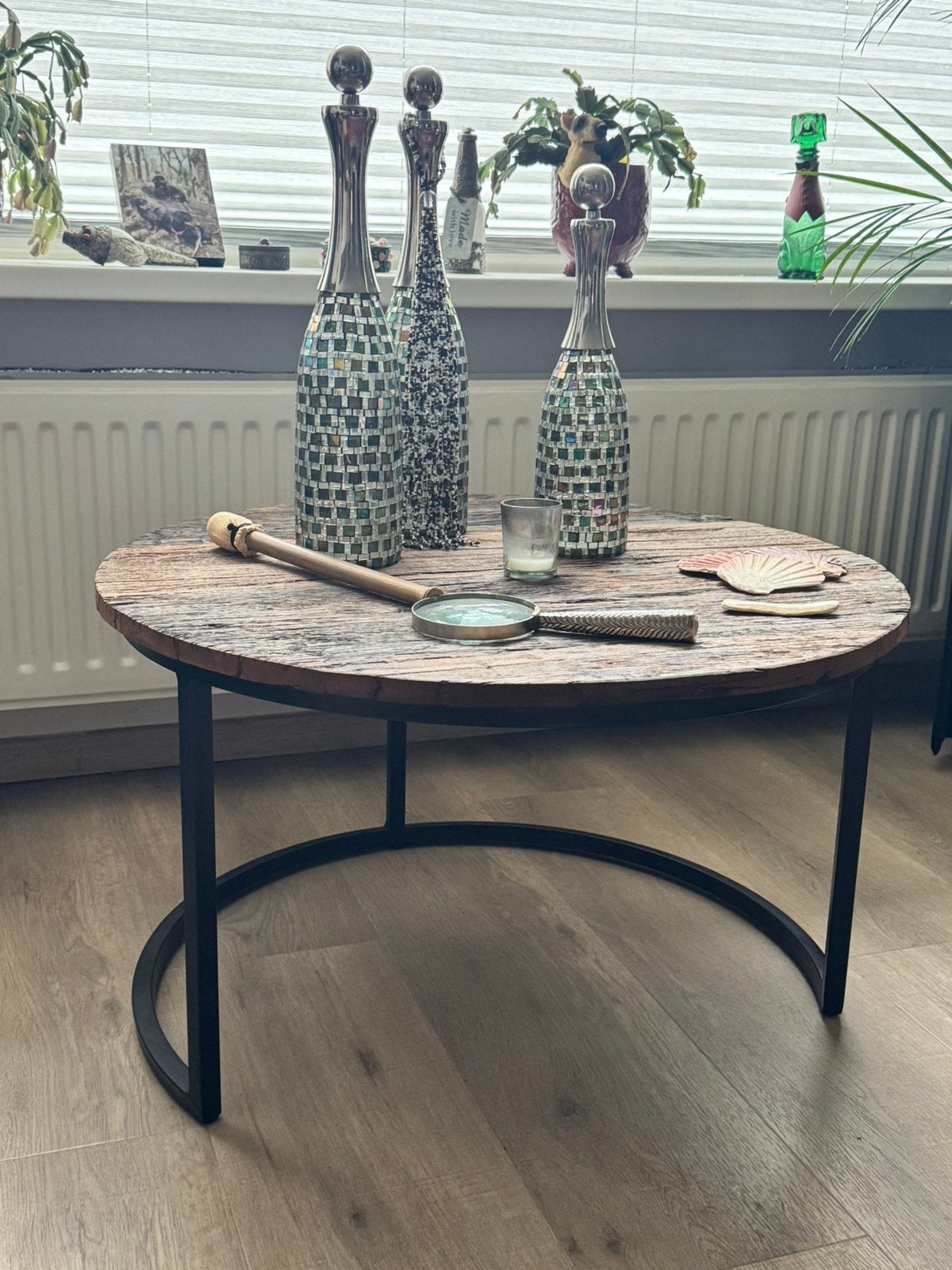Industriele salon/bijzettafel, Ophalen, Zo goed als nieuw, Rond, 50 tot 100 cm