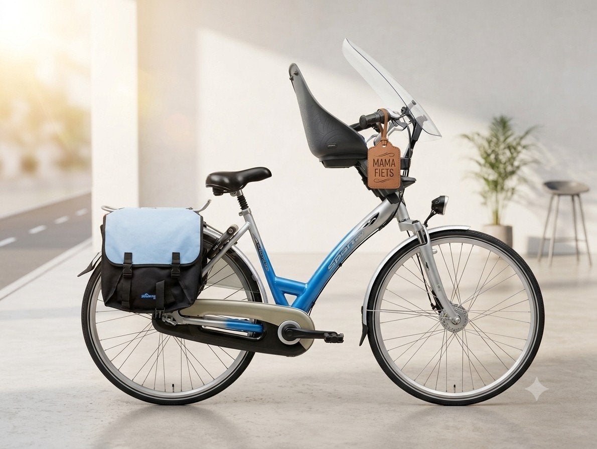 MAMAFIETS - Sparta Hermes Damesfiets met Kinderzitje en Wind, Ophalen, Sparta, 53 tot 56 cm, Velgrem