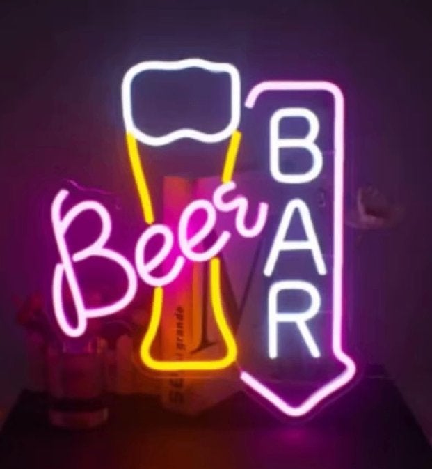 LED lamp neon stijl Beer Bar (38x32cm), Ophalen of Verzenden, Nieuw, Lichtbak of (neon) lamp