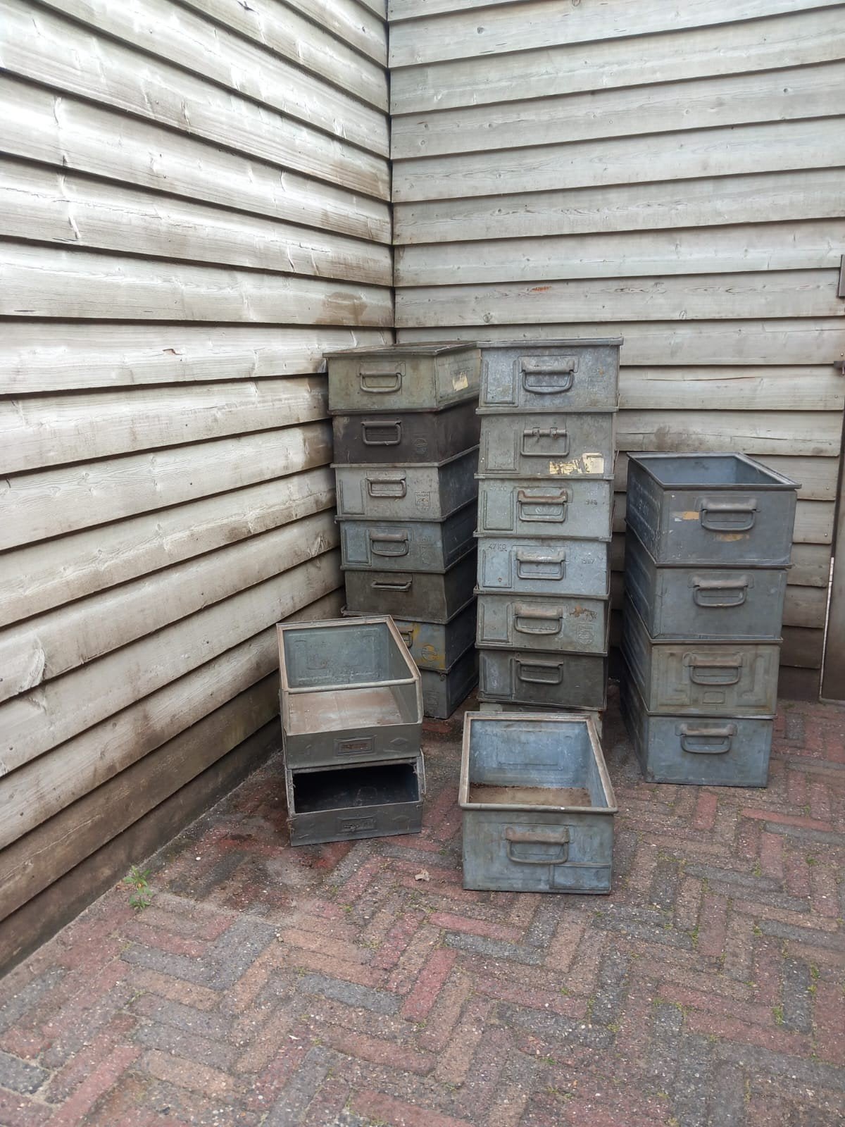 Vintage metalen bakken industrieel, Ophalen, Gebruikt, 50 tot 100 cm, Metaal