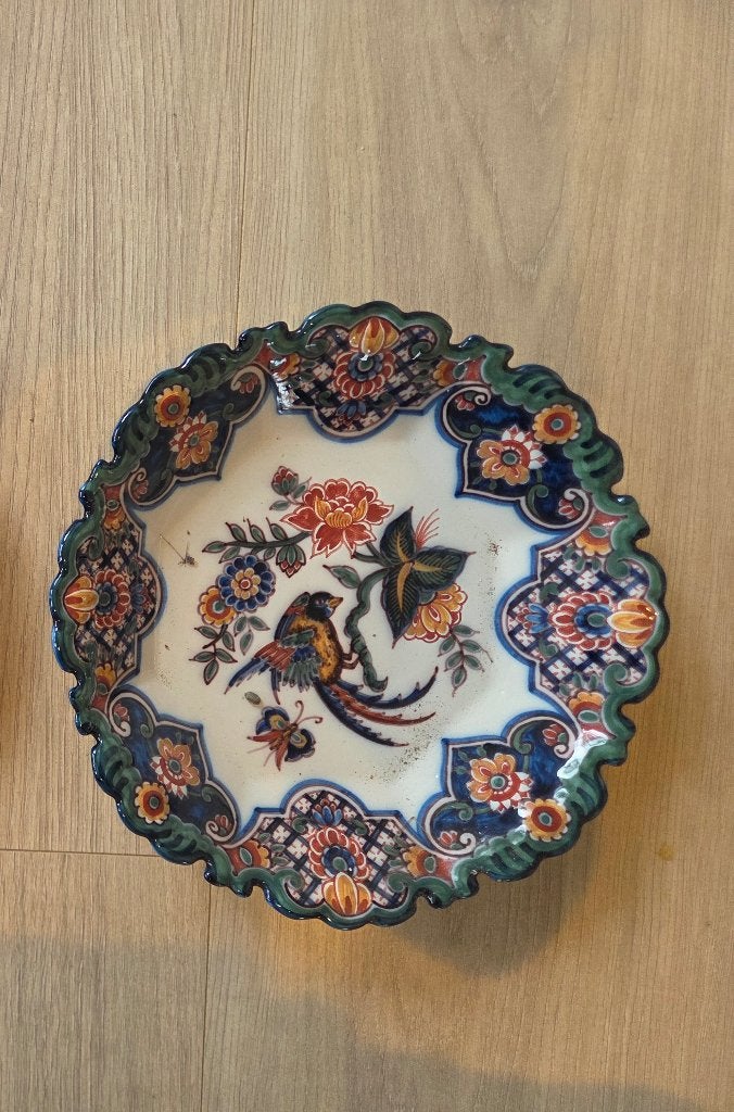 Tichelaar Makkum wandbord nr. 368 – vogel & bloemen, Ophalen