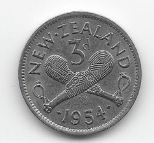 Nieuw-Zeeland 3 pence 1954 KM# 25.1, Postzegels en Munten, Munten | Oceanië, Verzenden, Losse munt