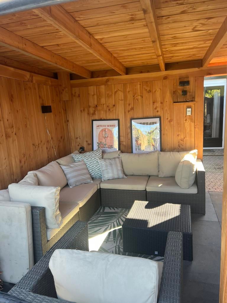 Loungeset beige, Tuin en Terras, Ophalen of Verzenden, Gebruikt, 6 zitplaatsen, Loungeset