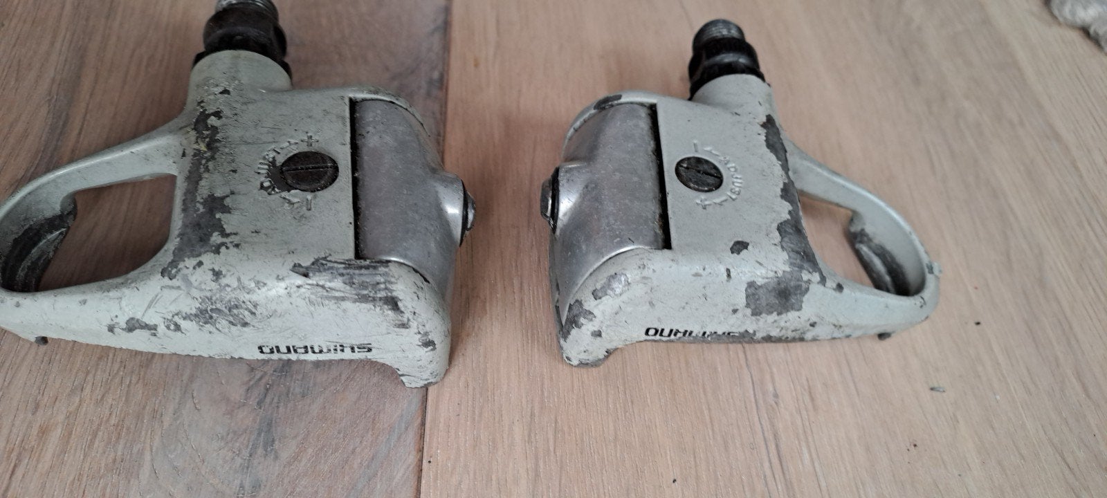 Gebruikte Shimano 600/Ultegra SPD-SL pedalen, Fietsen en Brommers, Fietsonderdelen, Crankstel of Pedalen, Gebruikt, Overige materialen