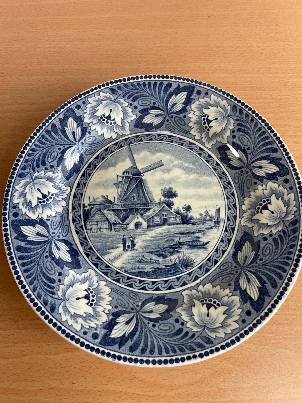 Delfts blauw wandbord met molen van Societé Céramique, Antiek en Kunst, Ophalen of Verzenden