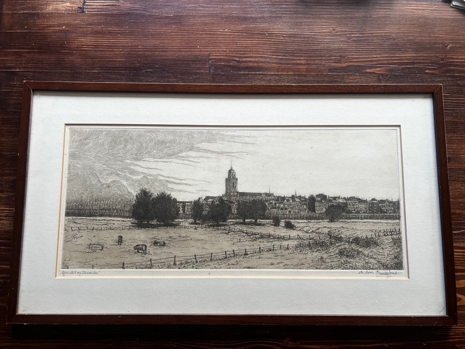 Cornelis van der woerd ‘gezicht op Deventer’, Antiek en Kunst, Ophalen of Verzenden, Stadsgezicht, 1900 - 1949
