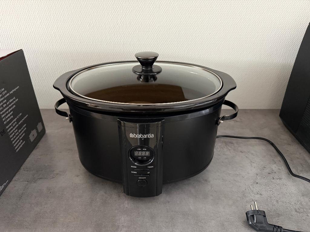 Slow cooker Brabantia 6.5 liter, Ophalen of Verzenden, Timer, Zo goed als nieuw