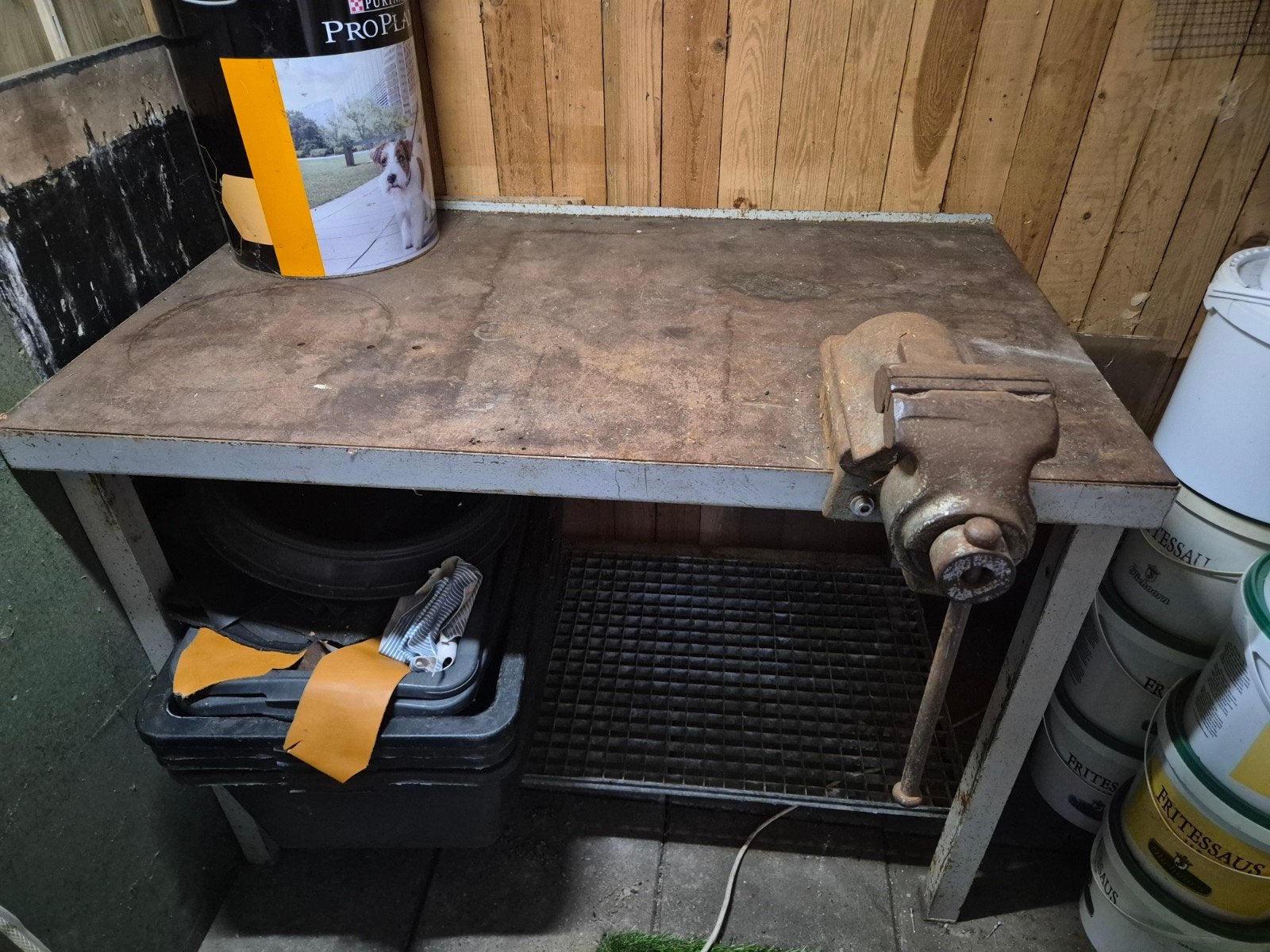 Orginele zware Philips werkbank + bankschroef plaatwerkerij, Ophalen, Gebruikt, 170 cm of meer, Bankschroef