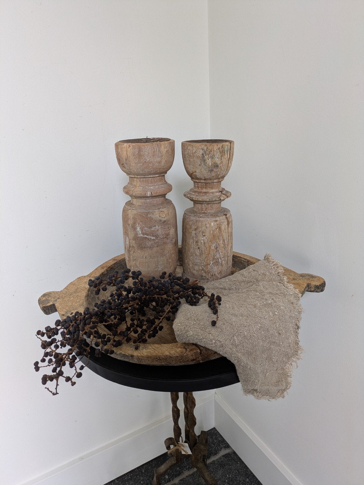 Landelijke houten chapati schaal met oren, Ophalen of Verzenden