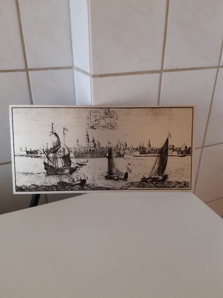 stadsgezicht rotterdam, 18 cm, Met tekst, Stadsgezicht, Gravure
