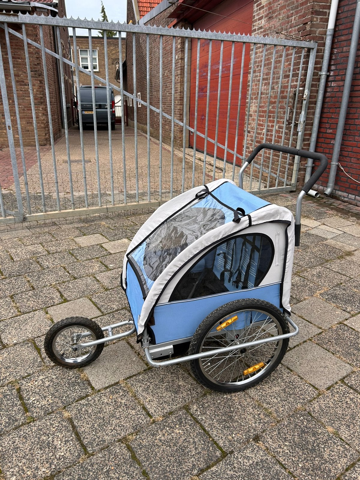 Wandelkar, ook voor achter de fiets, Ophalen, Gebruikt, Vering, Kinderkar