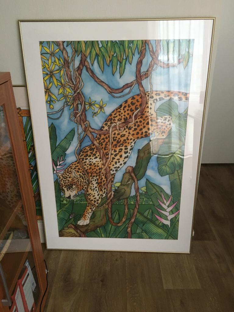 Zijde Schilderij hand geschilderd, Huis en Inrichting, Woonaccessoires | Schilderijen, Tekeningen en Foto's, Ophalen, Nieuw, Schilderij