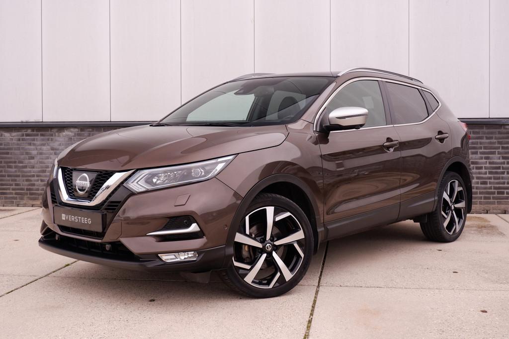 Nissan QASHQAI 1.2 Tekna + | Pano-Dak | Trekhaak | Leer | Bo, Voorwielaandrijving, Gebruikt, Zwart, 4 cilinders