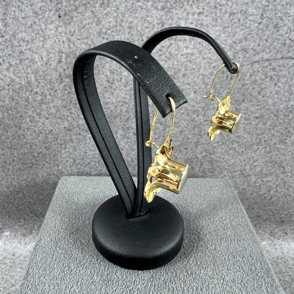 Gouden Oorbellen | 14k | 3,1g | bloem hanger |3,3cm| 416379, Ophalen of Verzenden, Goud, Goud, Hangers