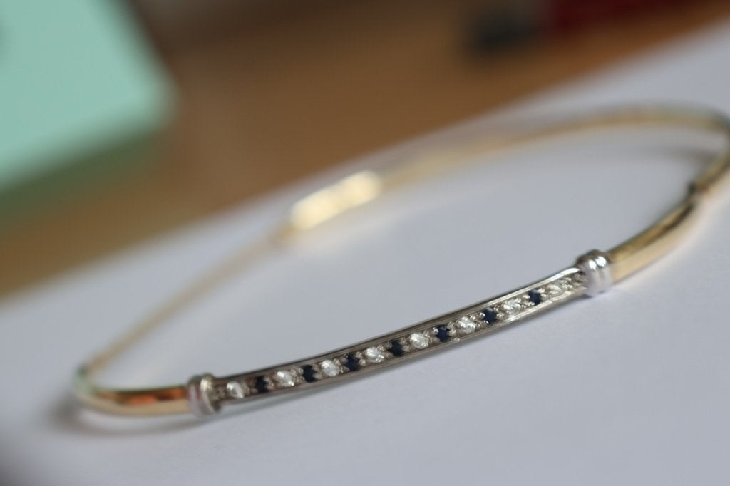 14 kt gouden armband met saffier diamant 6,1 gram, Katwijk, Juwelina, Ophalen of Verzenden, Zo goed als nieuw