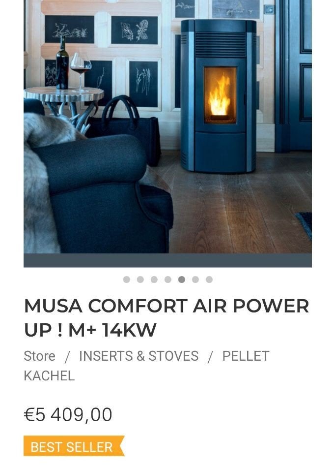 Pelletkachel MCZ MUSA 2.0 C-AIR 14 kw met afstandsbediening, Huis en Inrichting, Kachels, Ophalen, Zo goed als nieuw, Overige brandstoffen