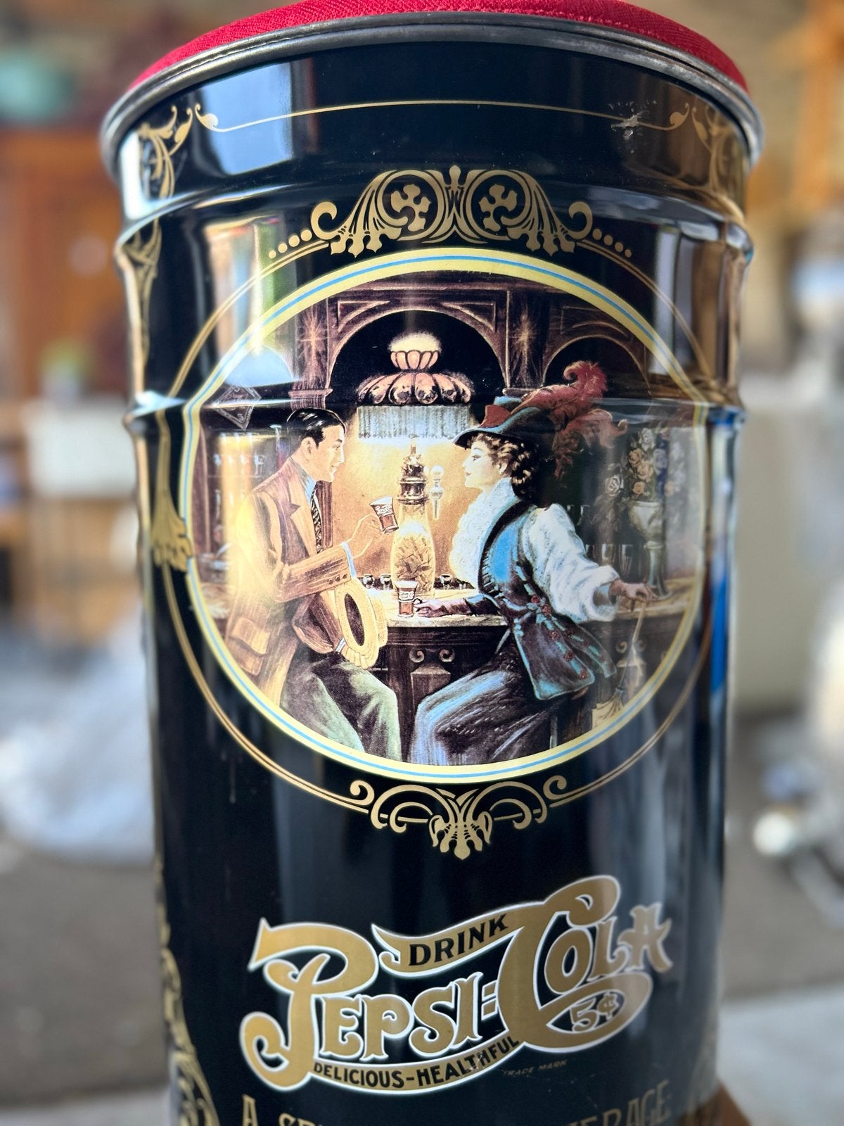 Vintage Pepsi-Cola Opbergton / Krukje - Zwart met Rood, Ophalen of Verzenden