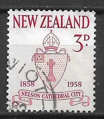 New Zealand 1958 100jr stad Nelson, Ophalen of Verzenden, Gestempeld
