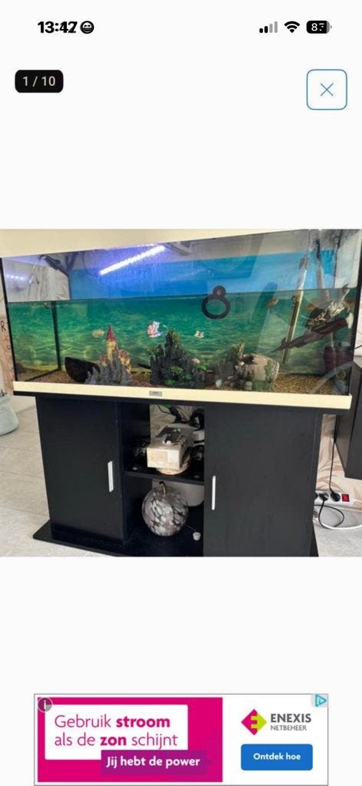Compleet aqarium te koop, Ophalen, Zo goed als nieuw, Gevuld zoetwateraquarium