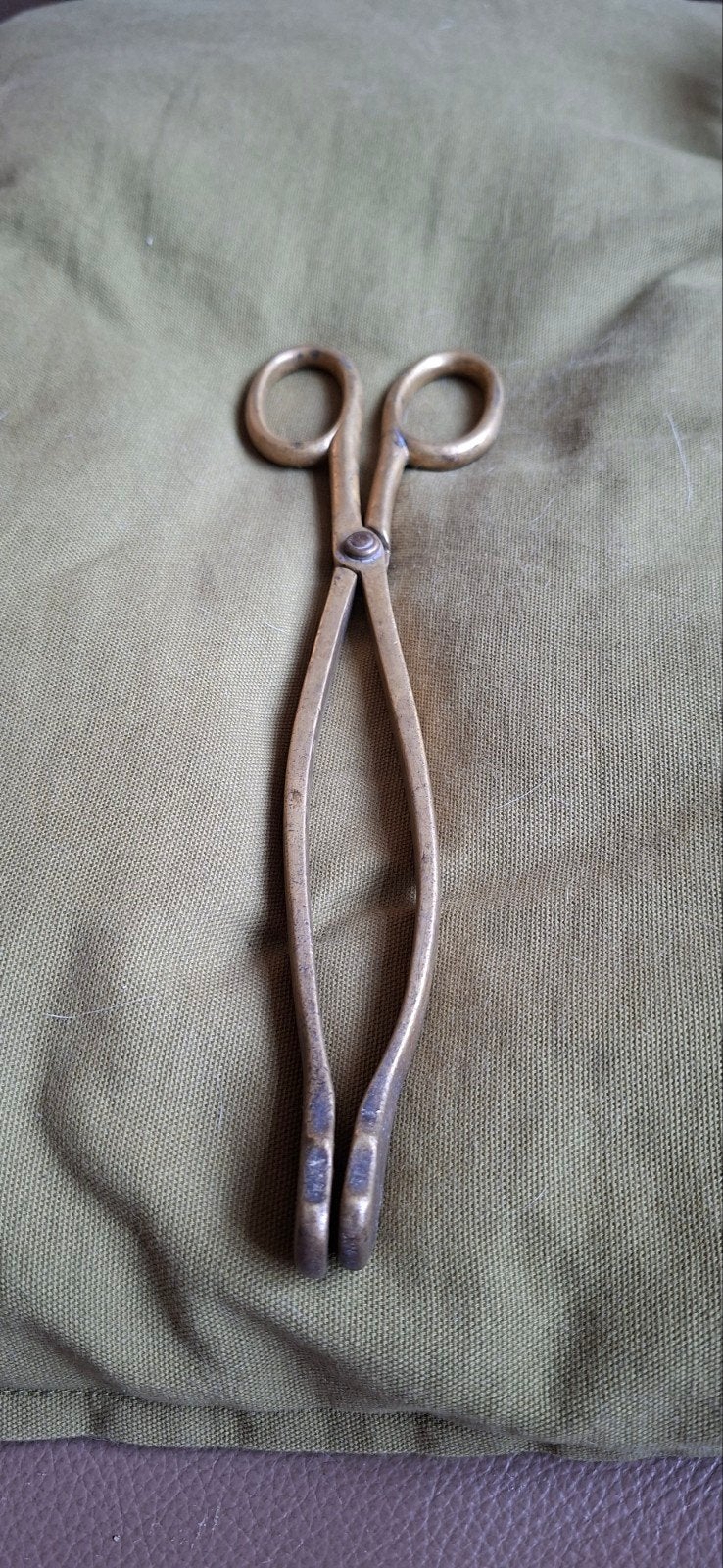 Antieke messing openhaardtang, Ophalen of Verzenden