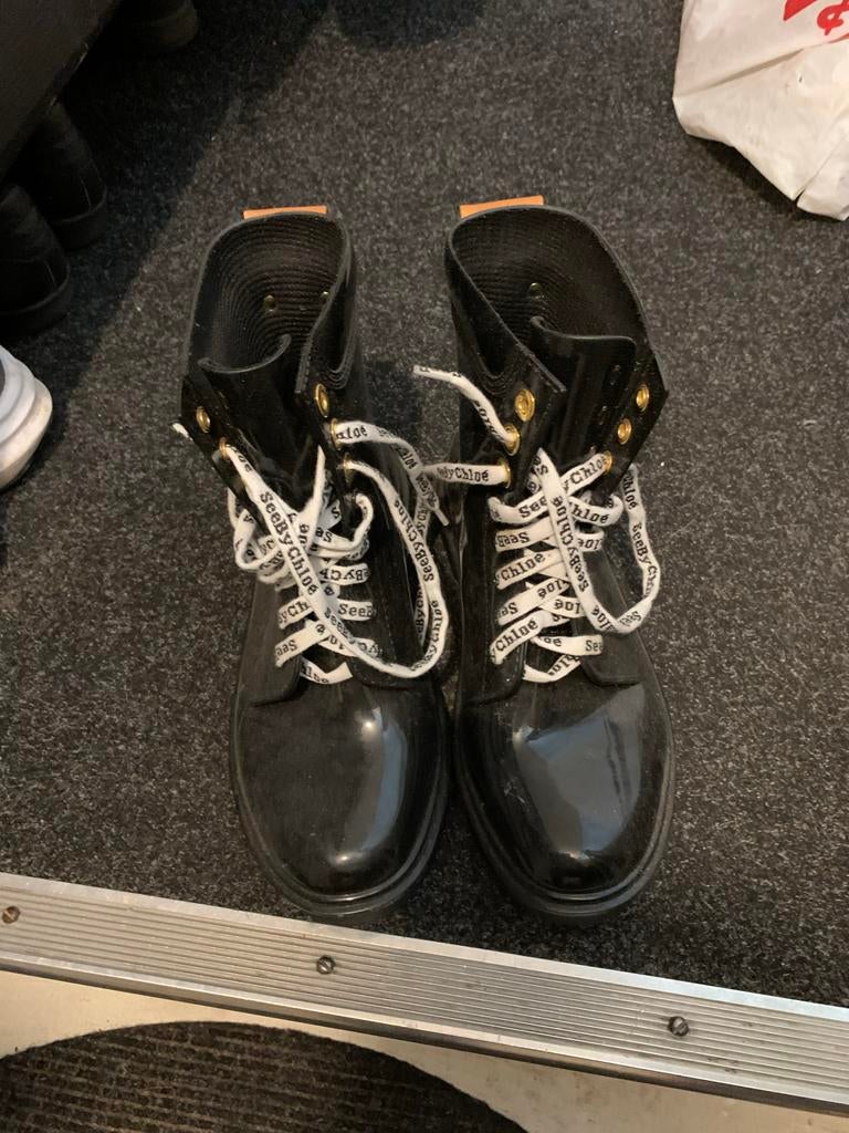 See by Chloé regenlaarzen maat 37, Kleding | Dames, Schoenen, Ophalen of Verzenden, Gedragen, Zwart, Regenlaarzen