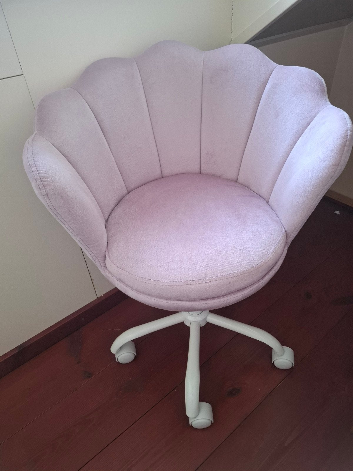 Roze schelp bureaustoel met wieltjes, Ophalen, Zo goed als nieuw, Roze, Bureaustoel