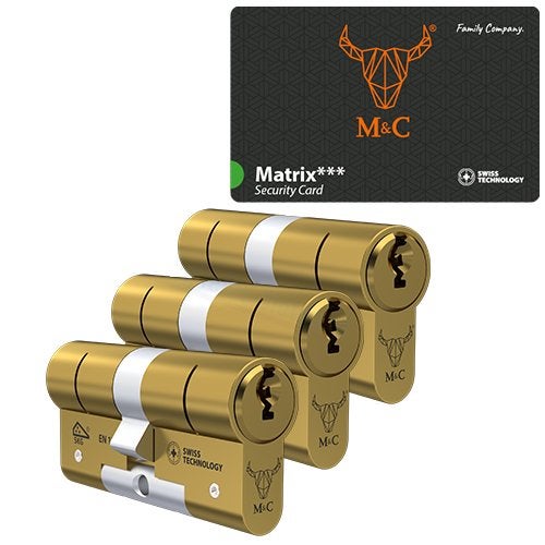 M&C Matrix messing cilinder 3x gelijksluitend SKG***, Niet ingevuld, Niet ingevuld, Niet ingevuld