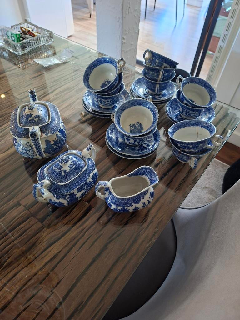 Duchess Blue Hand Painted Theeservies - Vintage, Antiek en Kunst, Ophalen of Verzenden