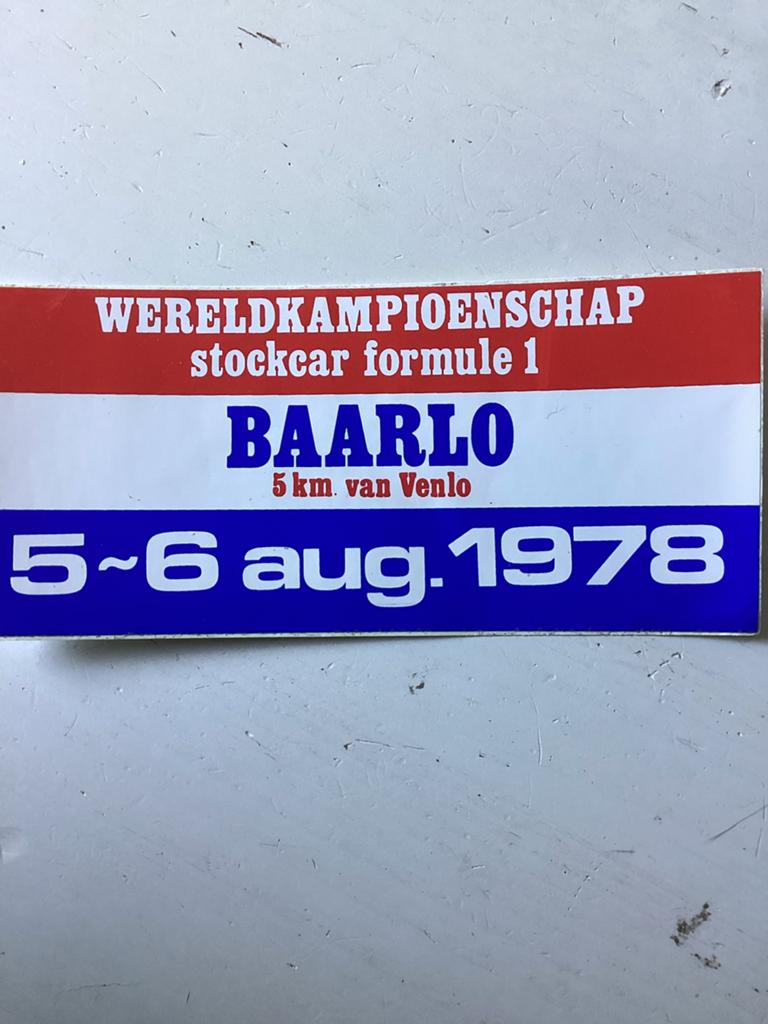 Sticker WK Stockcar Formule 1 Baarlo 1978, Verzenden, Zo goed als nieuw, Sport