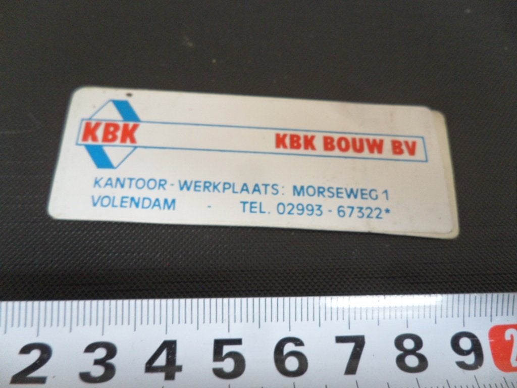 sticker volendam KBK BOUW BV morseweg 1, Ophalen, Zo goed als nieuw