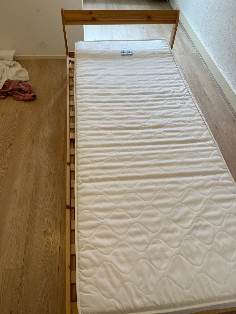IKEA eenpersoonsbed met LUROY lattenbodem en matras, Ophalen, Gebruikt, 90 cm, Eenpersoons