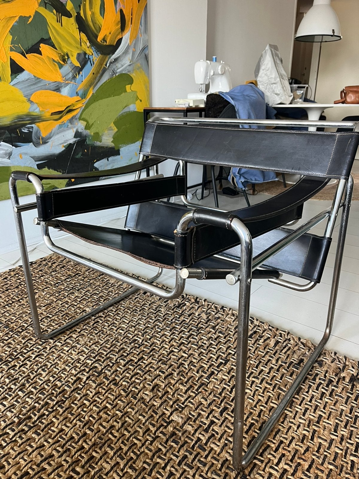 Wassily chair zwart leder, Ophalen, Minder dan 75 cm, Design, Leer