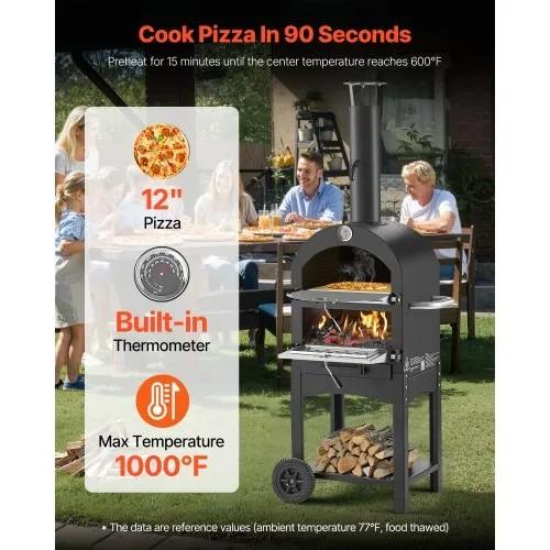 Nieuw! Vevor Houtgestookte Pizza Oven & BBQ Grill op Wielen, Tuin en Terras, Pizzaovens, Ophalen, Nieuw, Vevor