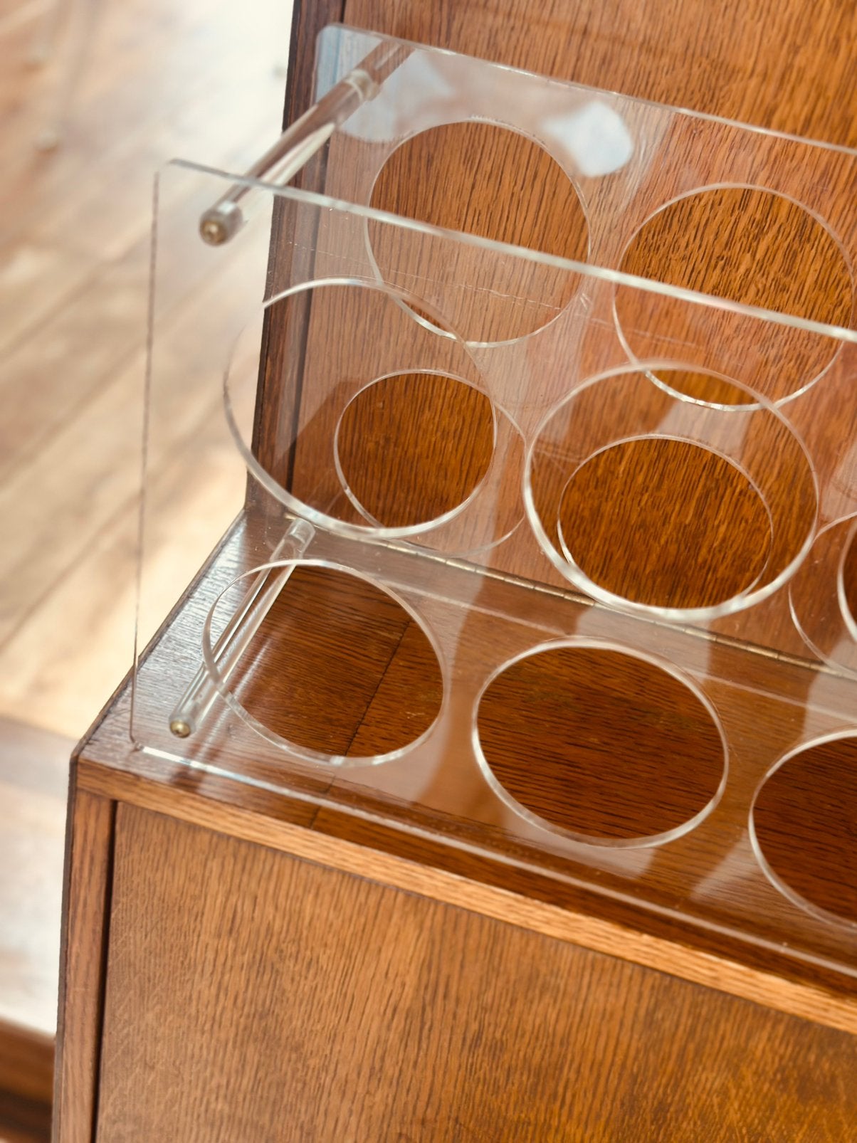 Plexiglas wijnrek Acryl Midcentury Vintage 6 flessen, Kunststof, 5 tot 15 flessen, Ophalen of Verzenden, Zo goed als nieuw