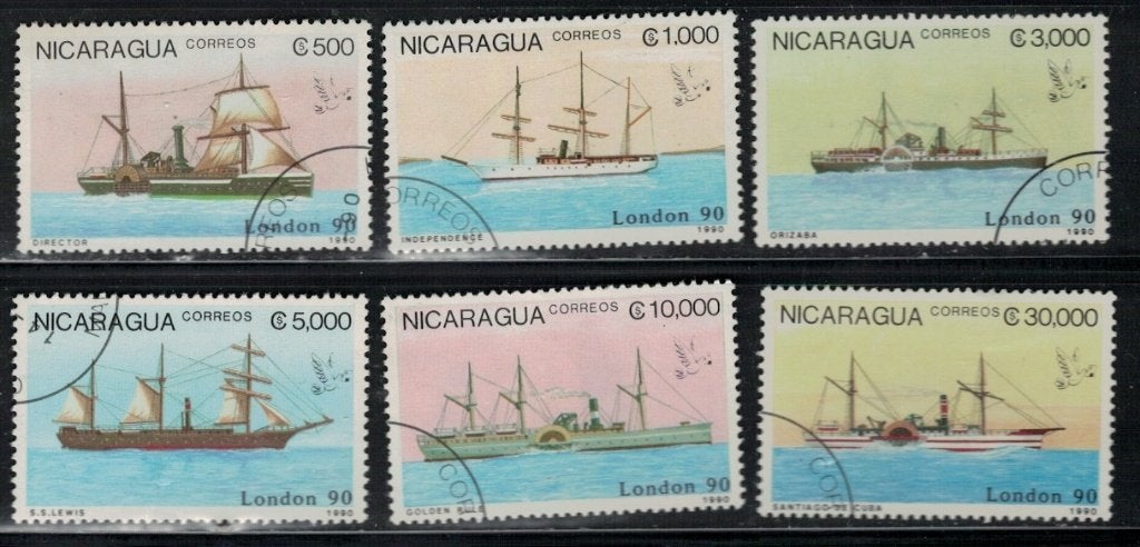 C212 Nicaragua 2077/82 gestempeld Schepen, Verzenden, Gestempeld, Overige thema's