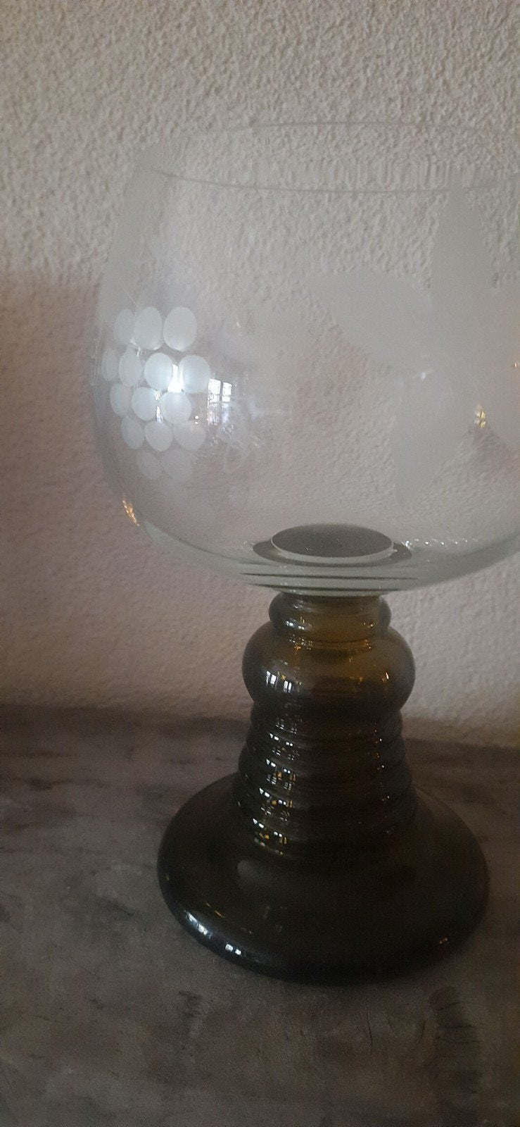 Groot Duits wijnglas met gravure - 21cm, Ophalen of Verzenden