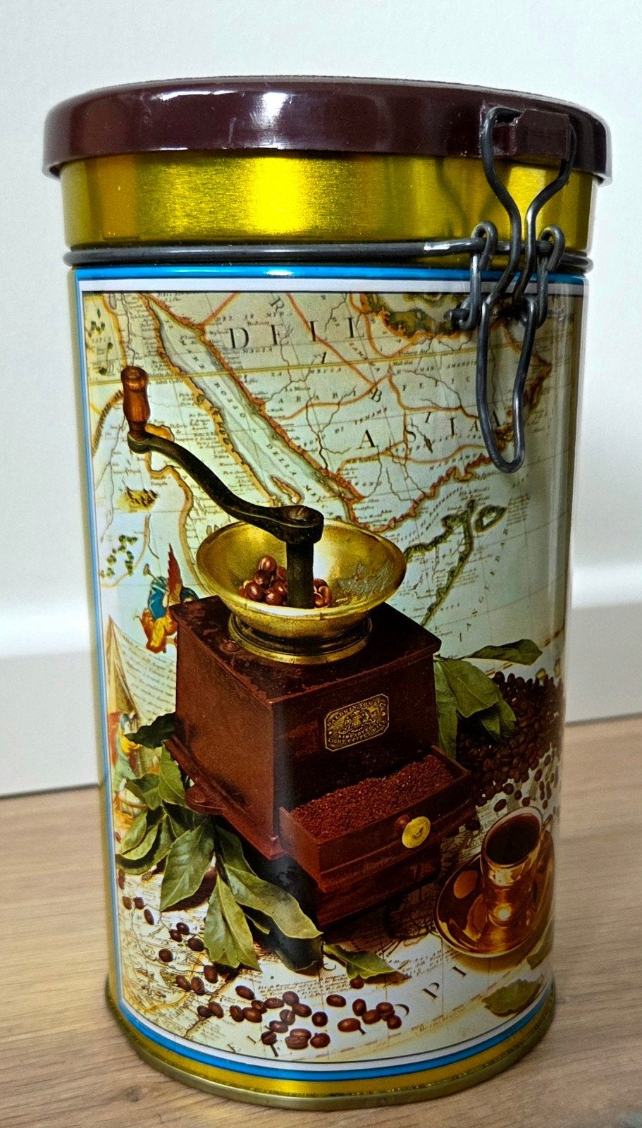 Vintage koffieblik met beugelsluiting – retro, Antiek en Kunst, Ophalen of Verzenden
