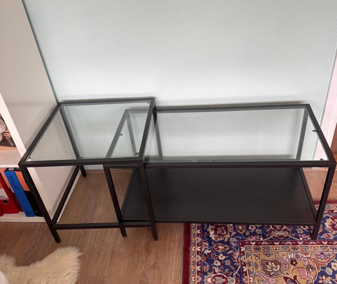 Glazen salontafel, Ophalen, Gebruikt, 100 tot 150 cm, 50 tot 100 cm