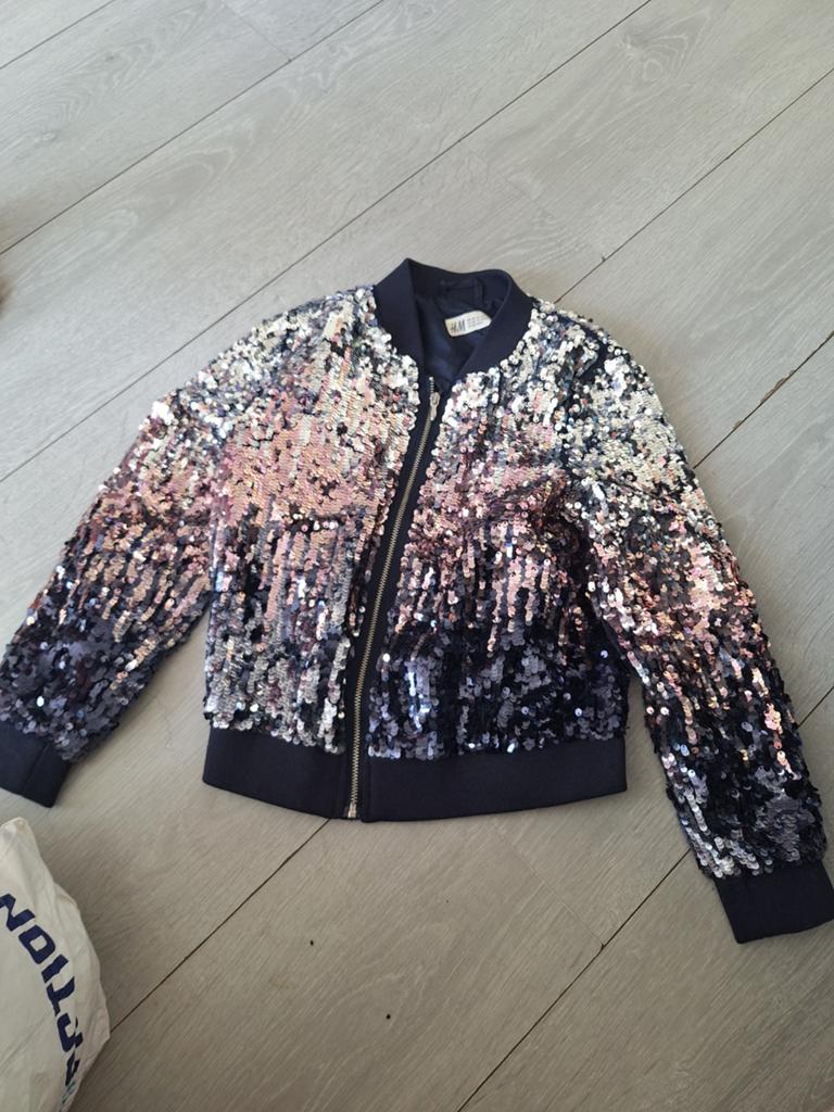 H&M Bomberjack met pailletten voor meisjes, Ophalen of Verzenden, Zo goed als nieuw, H&M, Meisje