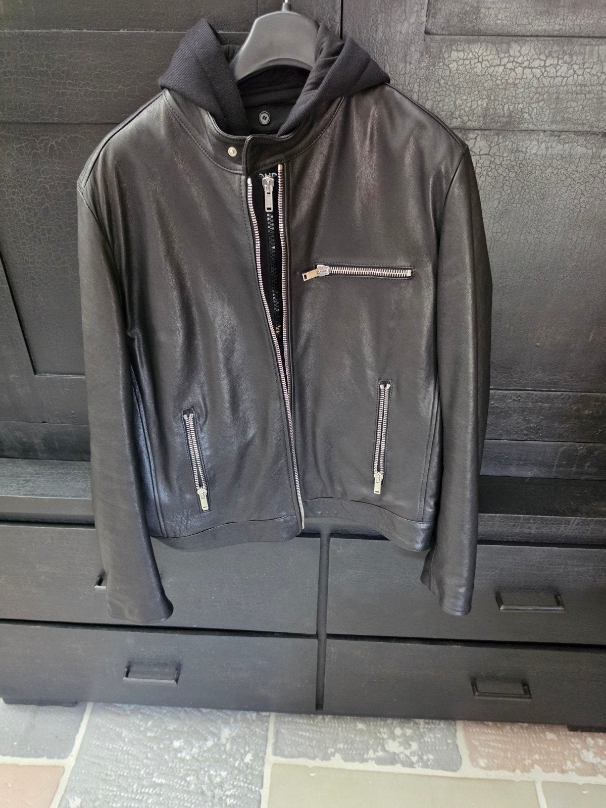prachtige leren jacket van Dondup mt 52, Ophalen of Verzenden, Zo goed als nieuw, Maat 52/54 (L), Zwart