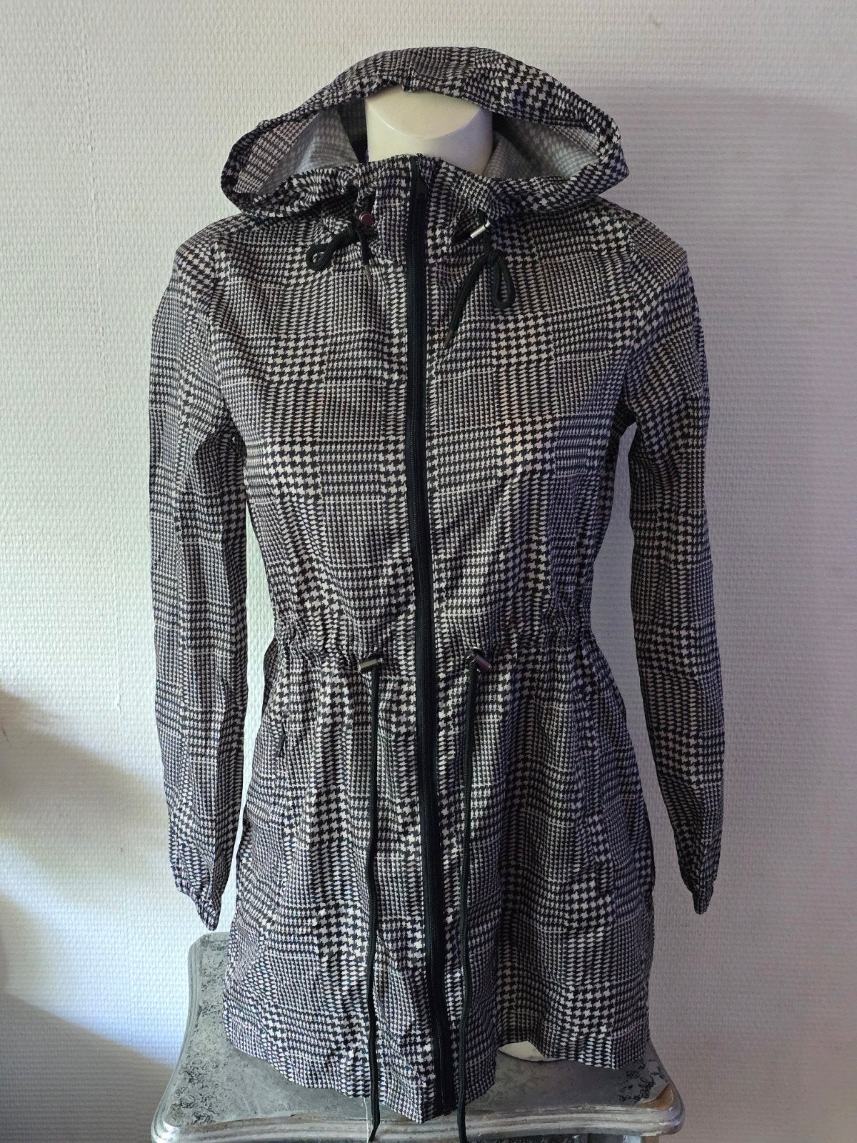 The Sting Pocket Parka - Zwart/Wit Pied-de-poule XS, Zwart, Ophalen of Verzenden, THE STING, Maat 34 (XS) of kleiner