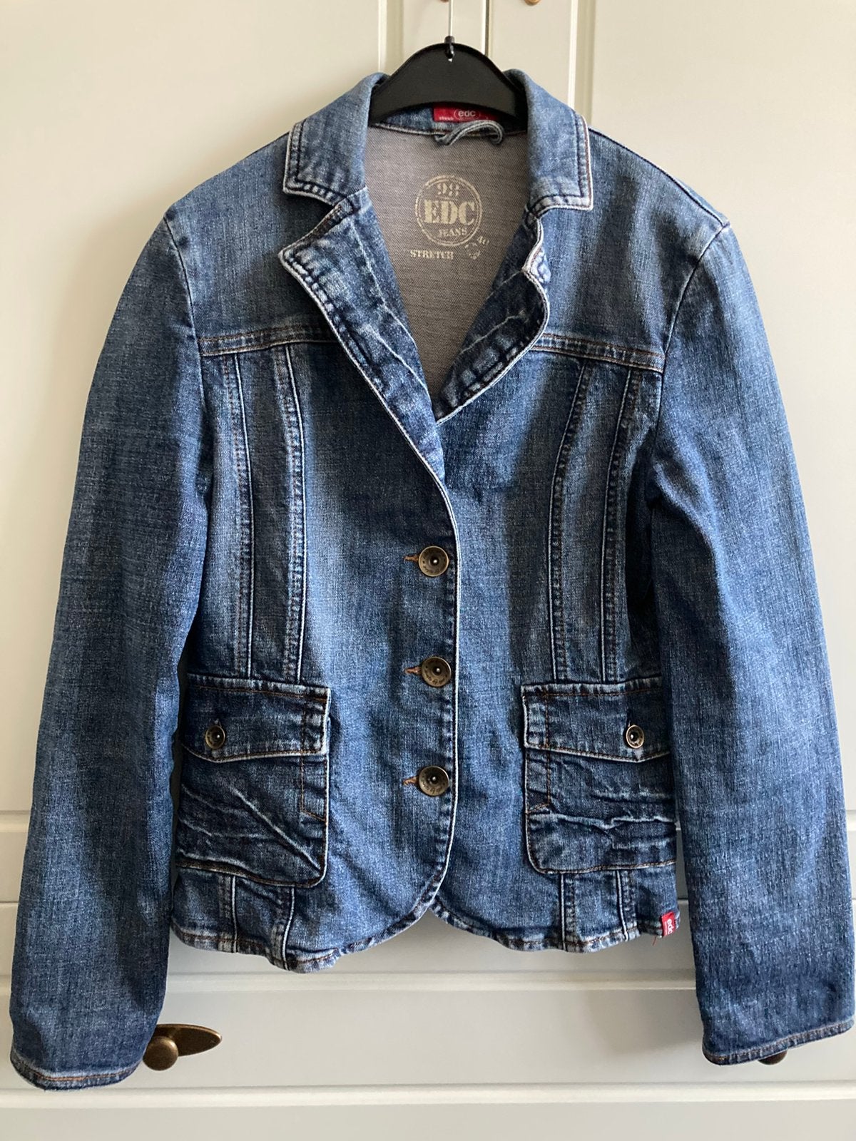 Spijkerjas van edc by Esprit maat M/L, Ophalen of Verzenden, Zo goed als nieuw, Maat 38/40 (M), Blauw