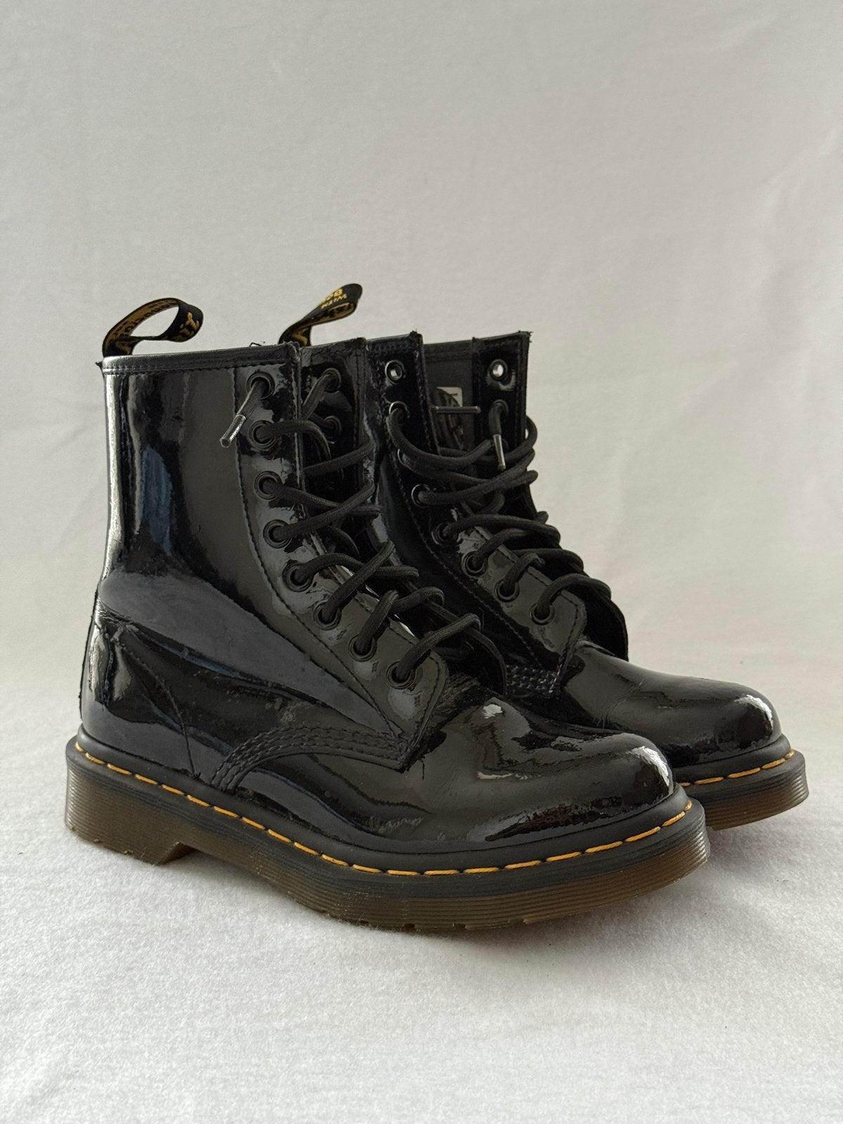 Dr Martens 1460 Zwarte Lak Boots UK4 EU37, Ophalen of Verzenden, Zo goed als nieuw, Zwart, Lage of Enkellaarzen