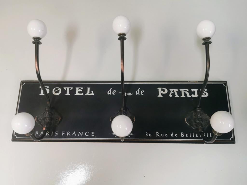 Kapstok met 3 haken - Franse tekst, Ophalen of Verzenden, Metaal, Wandkapstok, Minder dan 100 cm