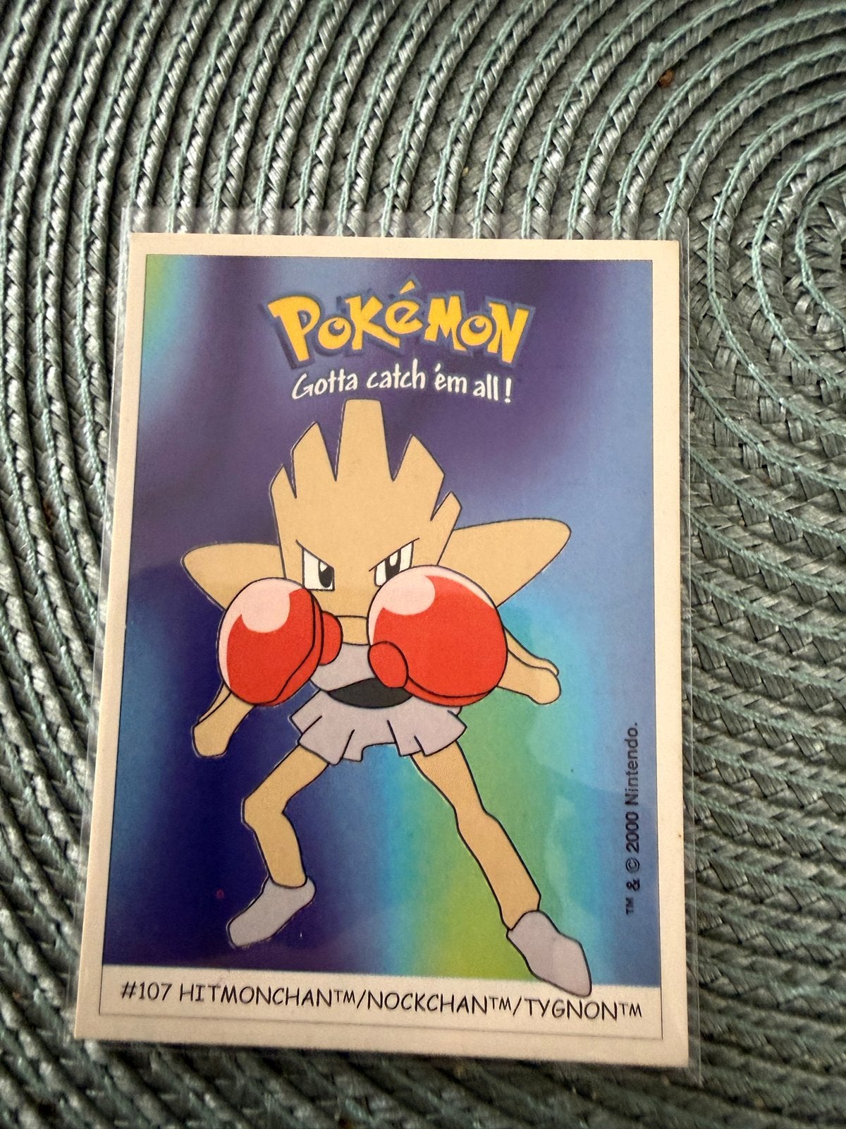 Dunkin Boomer Pokémon Sticker #107 Hitmonchan, Ophalen of Verzenden, Gebruikt, Losse kaart