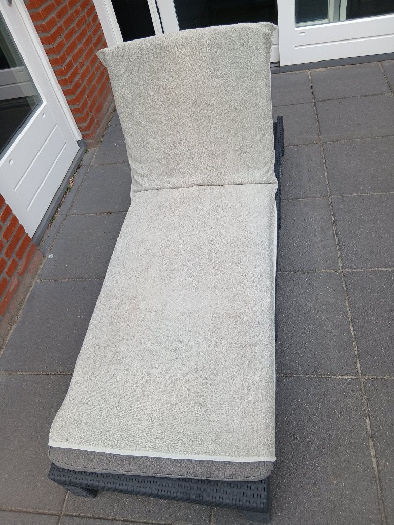 Ligbed Allibert Keter Kunststof 195x65cm Incl Kussens, Ophalen of Verzenden, Zo goed als nieuw, Wicker, Verstelbaar